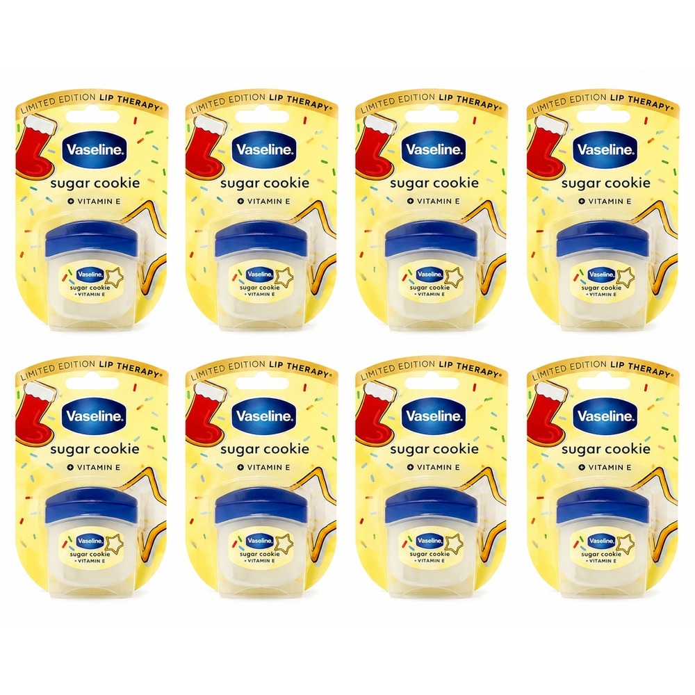 8X-Vaseline Sugar Cookie Lip Therapy Vitamin E Christmas Balm Limited Edition